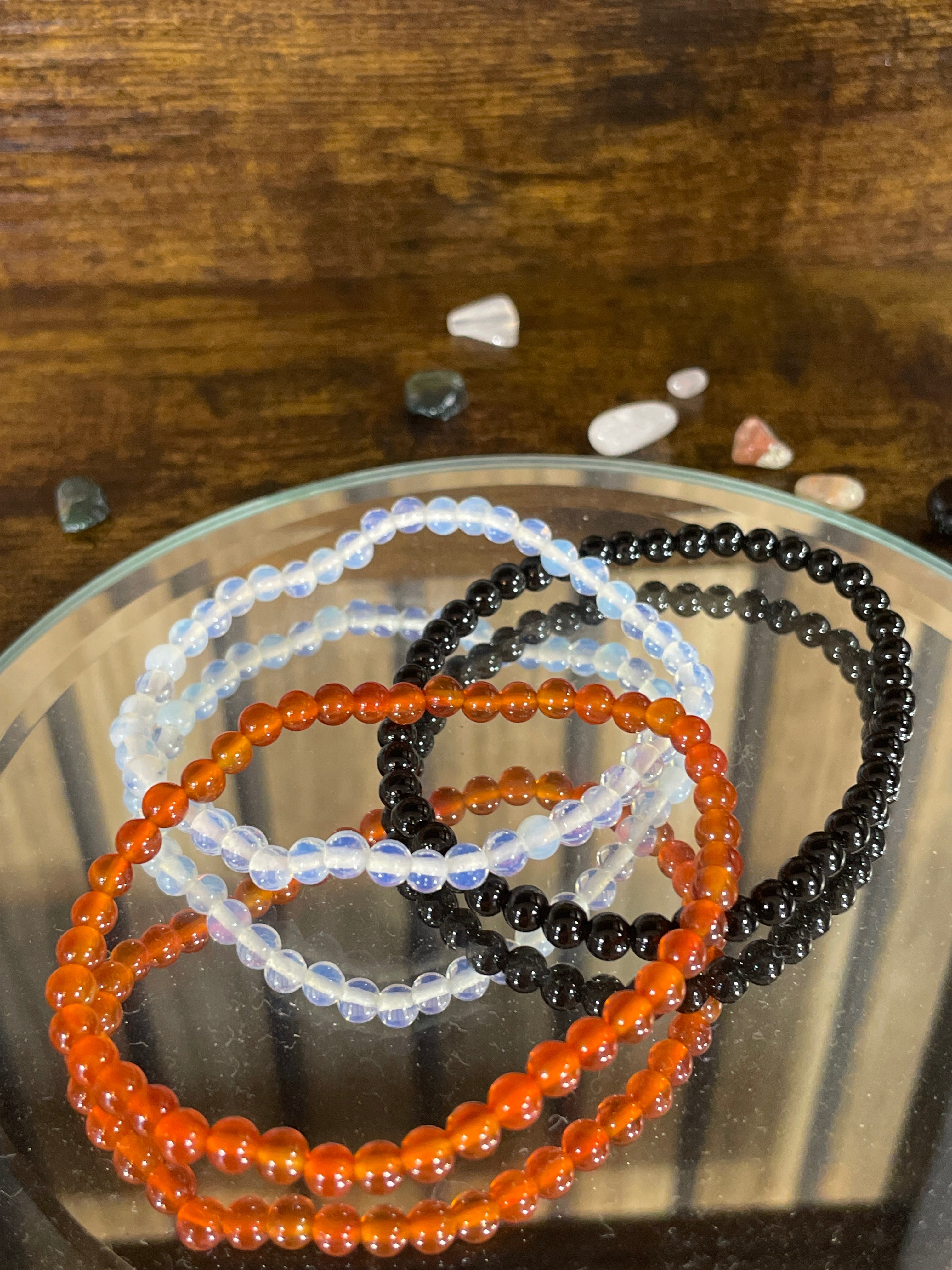 Crystal or Gemstone Bead Bracelet (4mm)