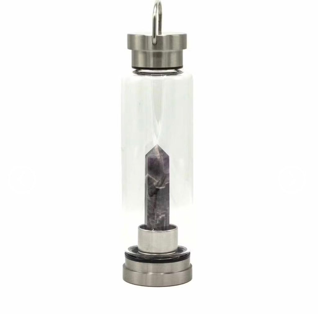 Crystal Infused Glass Water Bottle
