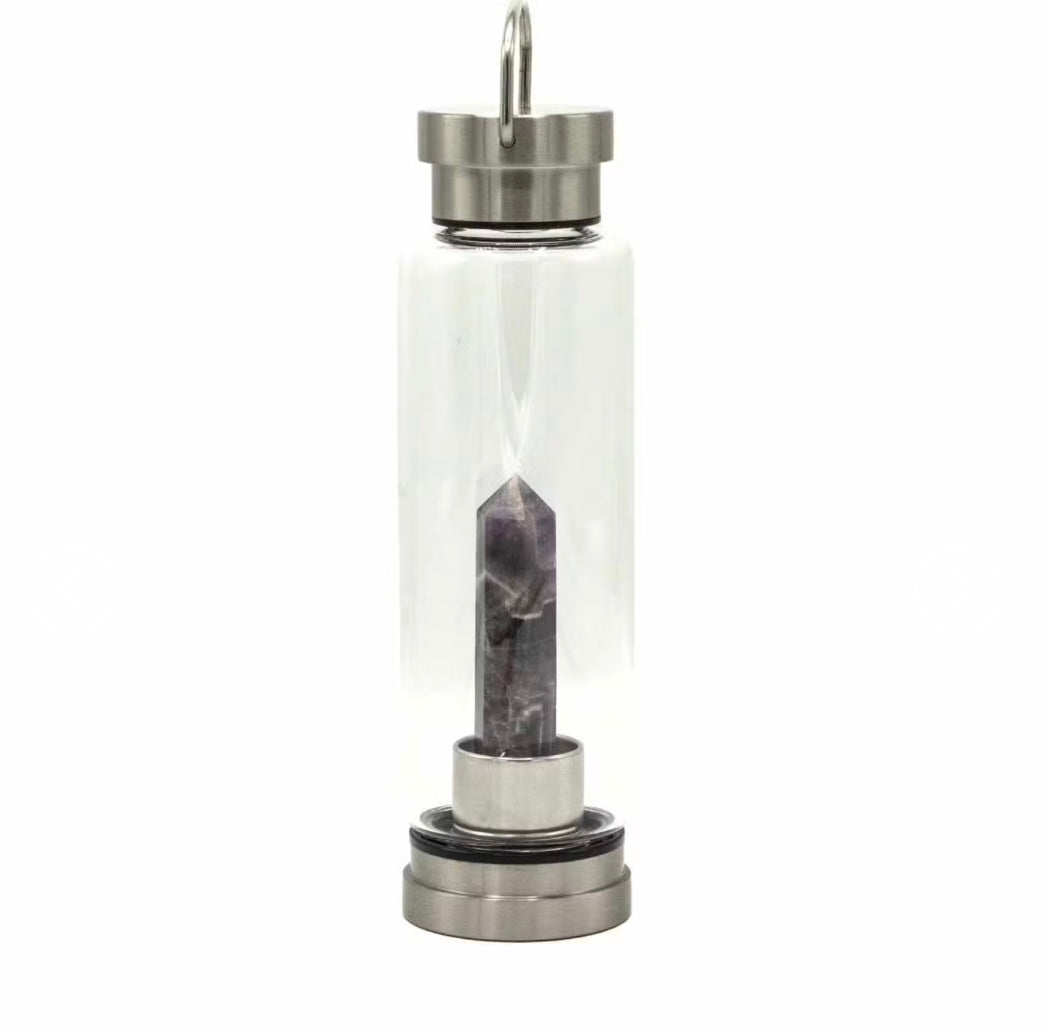 Crystal Infused Glass Water Bottle