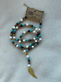 Angel wing/Multibead gemstone necklace