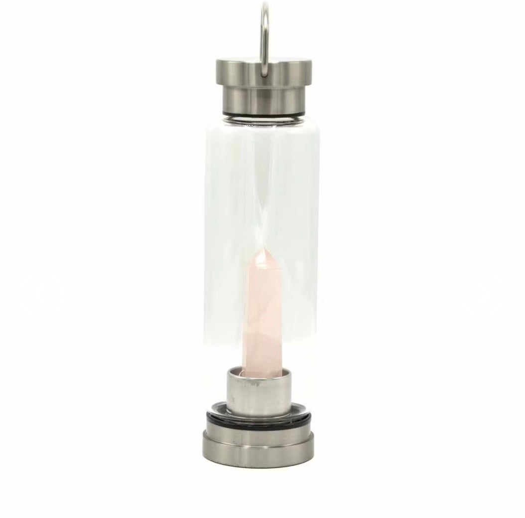 Crystal Infused Glass Water Bottle