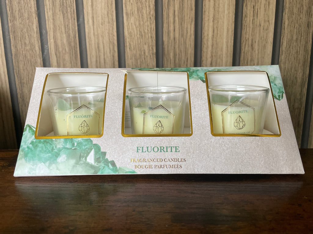 Fluorite gemstone mini candles- trip