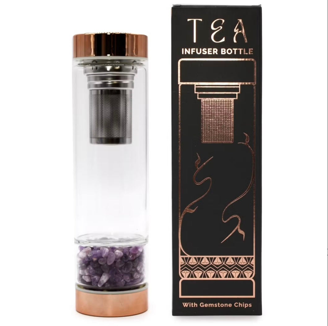 Crystal Glass Tea Infuser Bottle – Rose Gold