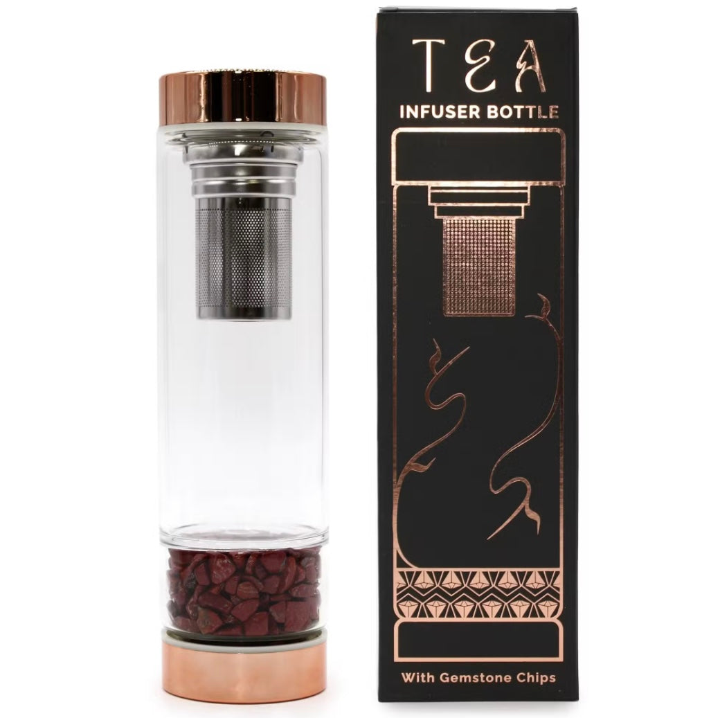 Crystal Glass Tea Infuser Bottle – Rose Gold