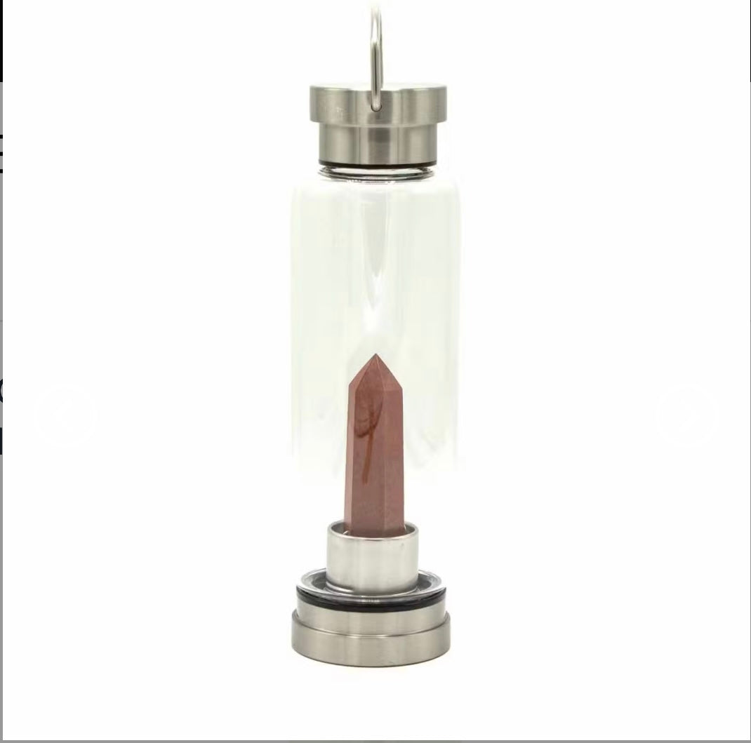 Crystal Infused Glass Water Bottle