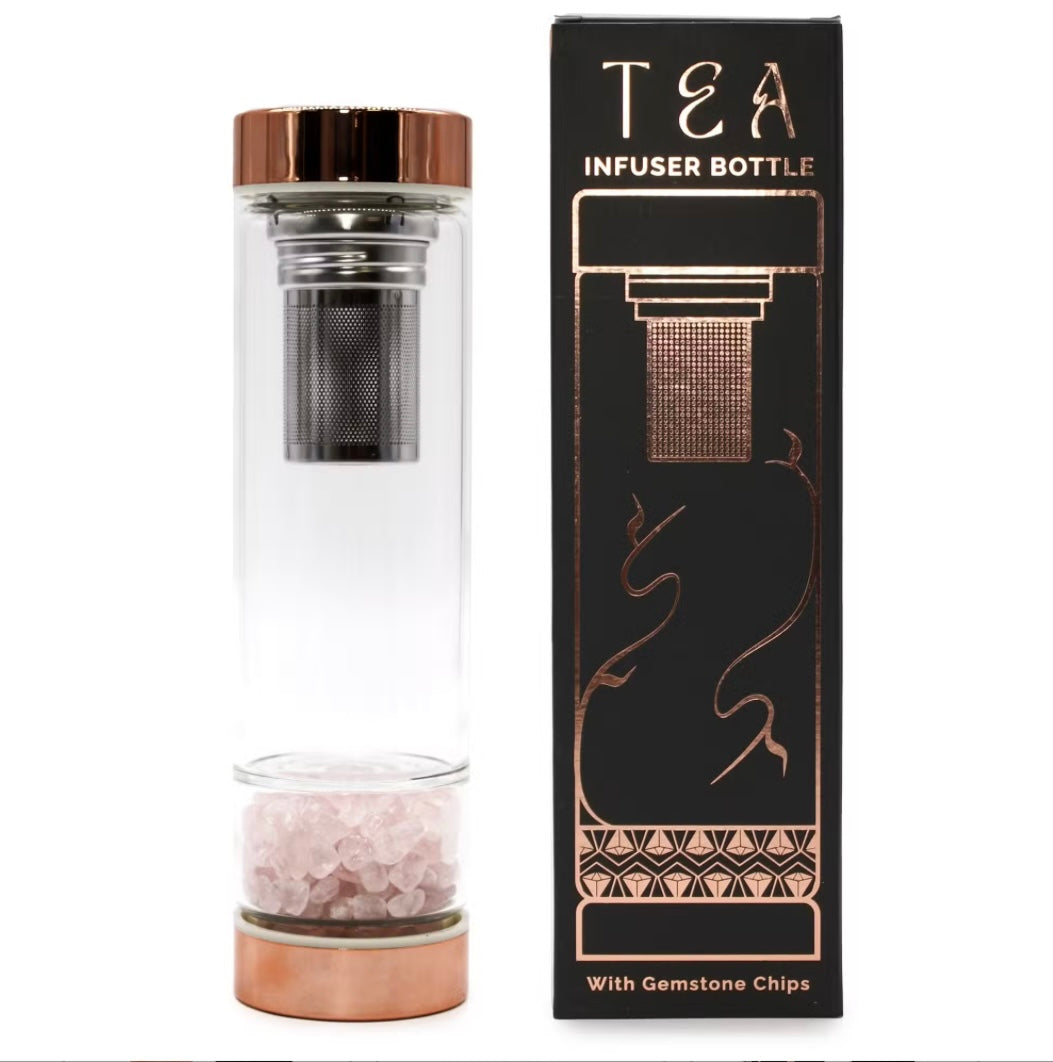 Crystal Glass Tea Infuser Bottle – Rose Gold