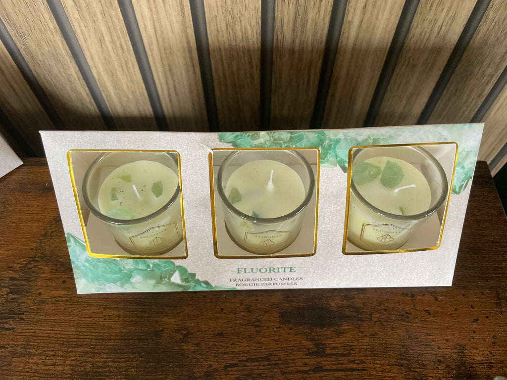 Fluorite gemstone mini candles- trip