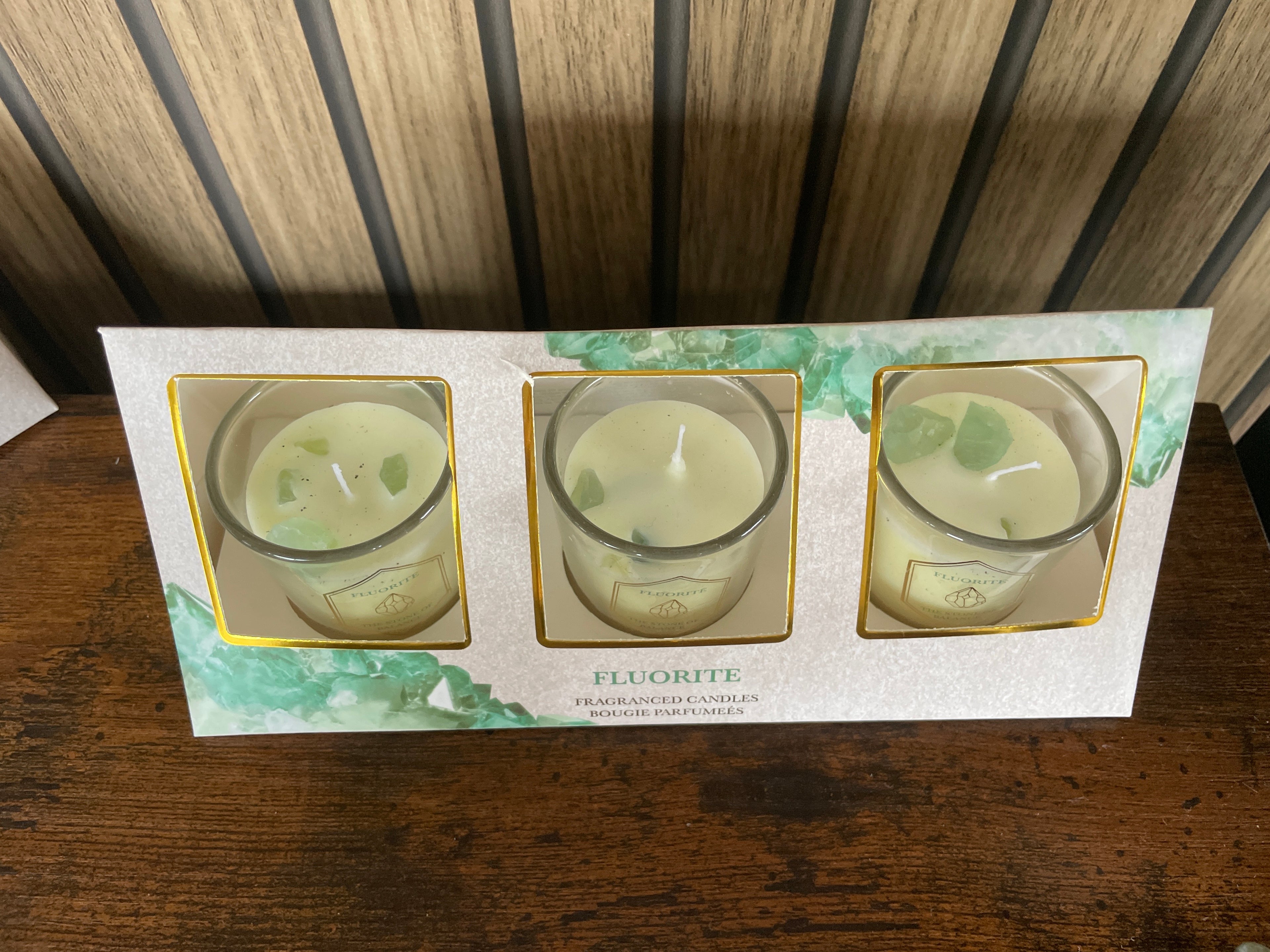 Fluorite gemstone mini candles- trip