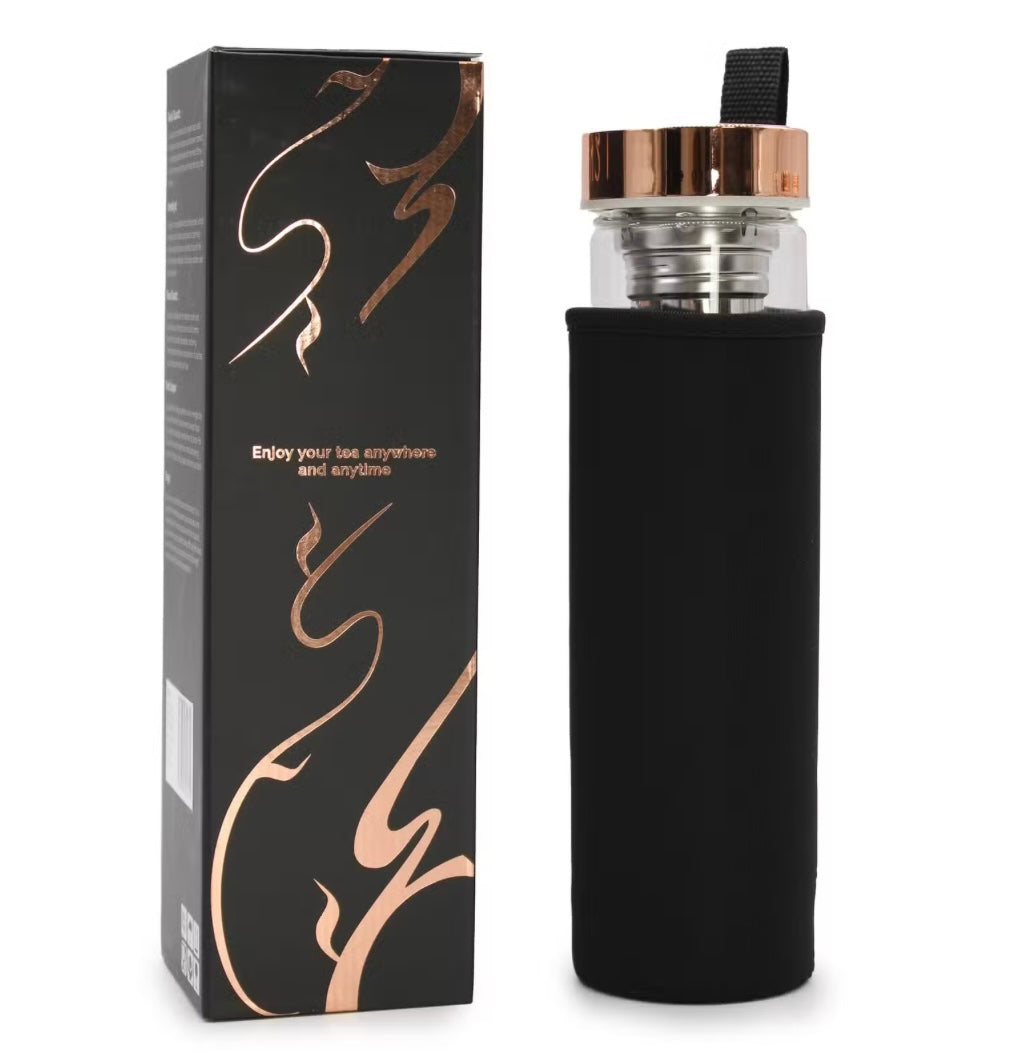 Crystal Glass Tea Infuser Bottle – Rose Gold